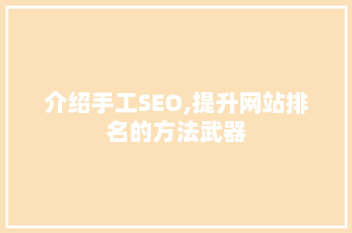 介绍手工SEO,提升网站排名的方法武器