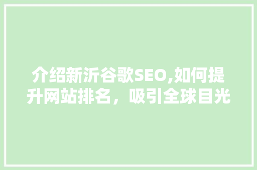 介绍新沂谷歌SEO,如何提升网站排名，吸引全球目光