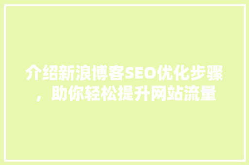 介绍新浪博客SEO优化步骤，助你轻松提升网站流量