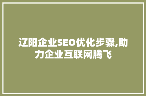 辽阳企业SEO优化步骤,助力企业互联网腾飞 JavaScript