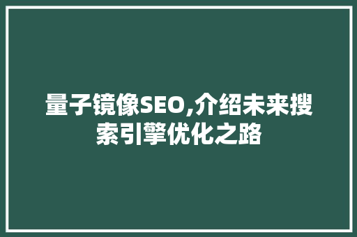 量子镜像SEO,介绍未来搜索引擎优化之路