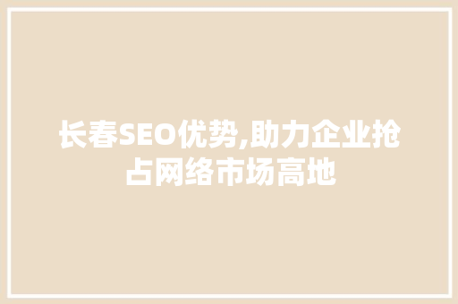 长春SEO优势,助力企业抢占网络市场高地