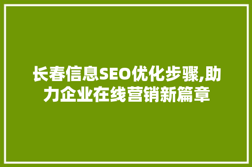 长春信息SEO优化步骤,助力企业在线营销新篇章 CSS