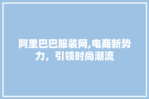 阿里巴巴服装网,电商新势力，引领时尚潮流