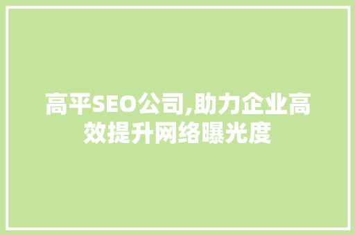 高平SEO公司,助力企业高效提升网络曝光度