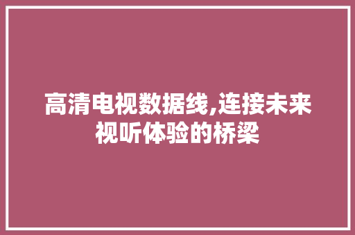 高清电视数据线,连接未来视听体验的桥梁