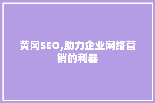 黄冈SEO,助力企业网络营销的利器