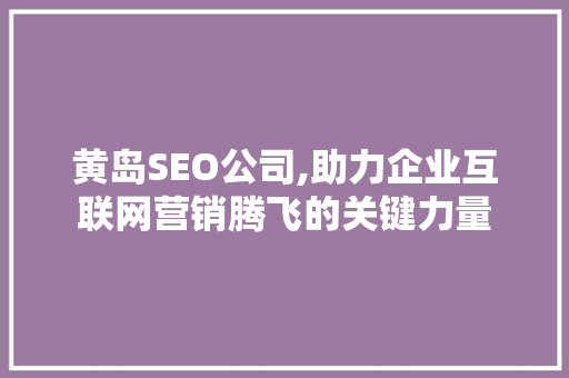 黄岛SEO公司,助力企业互联网营销腾飞的关键力量