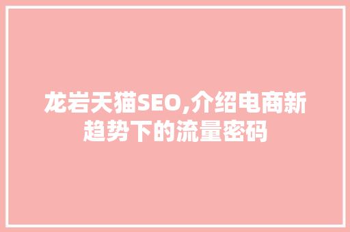 龙岩天猫SEO,介绍电商新趋势下的流量密码