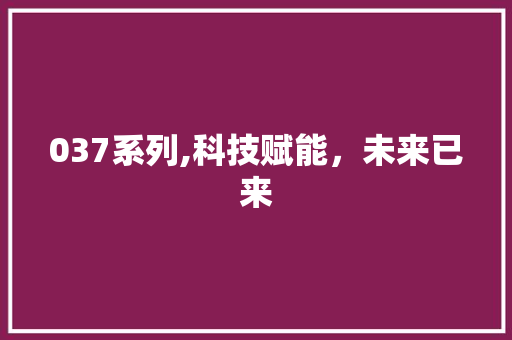 037系列,科技赋能，未来已来