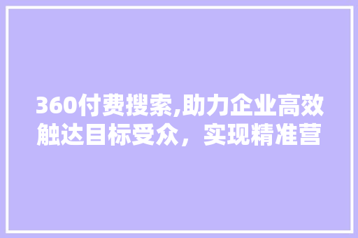 360付费搜索,助力企业高效触达目标受众，实现精准营销