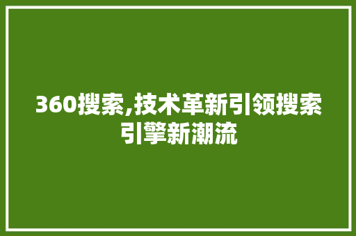 360搜索,技术革新引领搜索引擎新潮流 Node.js