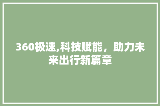 360极速,科技赋能，助力未来出行新篇章