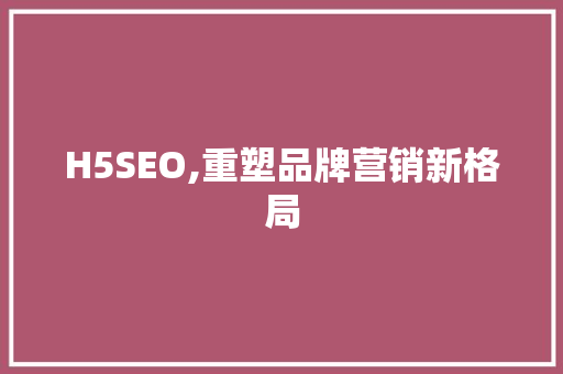 H5SEO,重塑品牌营销新格局 Java