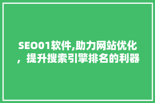 SEO01软件,助力网站优化，提升搜索引擎排名的利器 Docker