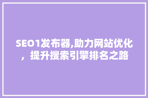 SEO1发布器,助力网站优化，提升搜索引擎排名之路