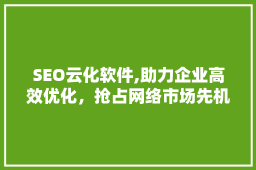 SEO云化软件,助力企业高效优化，抢占网络市场先机 React