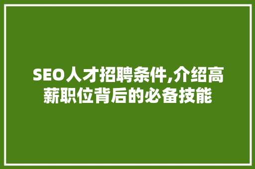 SEO人才招聘条件,介绍高薪职位背后的必备技能 Node.js