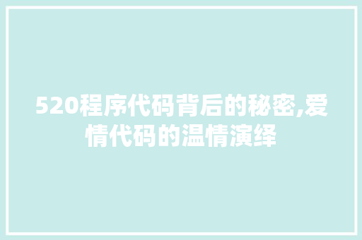 520程序代码背后的秘密,爱情代码的温情演绎