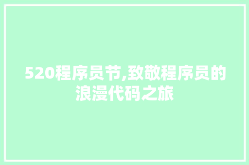 520程序员节,致敬程序员的浪漫代码之旅