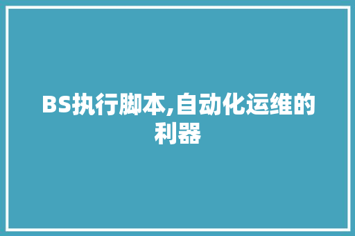 BS执行脚本,自动化运维的利器