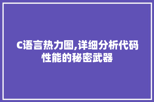 C语言热力图,详细分析代码性能的秘密武器 Webpack