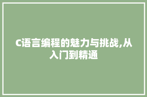 C语言编程的魅力与挑战,从入门到精通