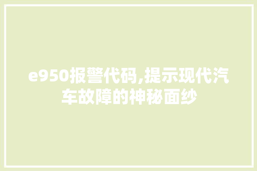 e950报警代码,提示现代汽车故障的神秘面纱