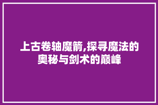 上古卷轴魔箭,探寻魔法的奥秘与剑术的巅峰