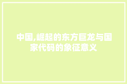 中国,崛起的东方巨龙与国家代码的象征意义