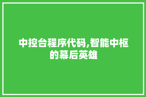 中控台程序代码,智能中枢的幕后英雄 Ruby