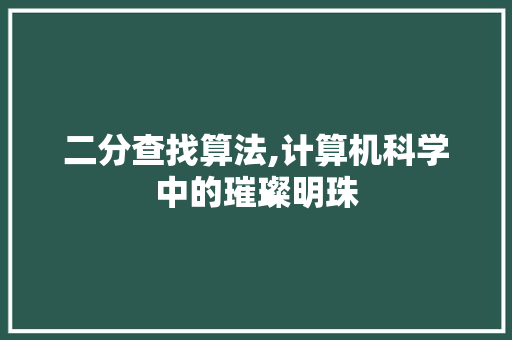 二分查找算法,计算机科学中的璀璨明珠