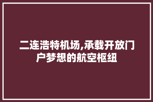 二连浩特机场,承载开放门户梦想的航空枢纽