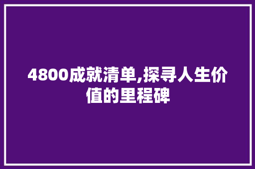 4800成就清单,探寻人生价值的里程碑