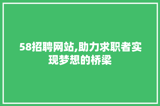 58招聘网站,助力求职者实现梦想的桥梁 Ruby