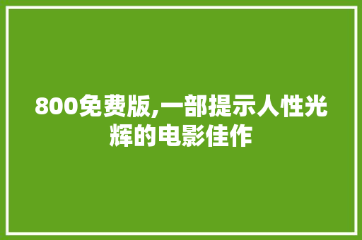 800免费版,一部提示人性光辉的电影佳作