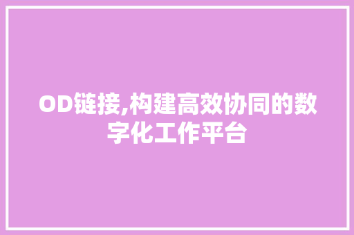 OD链接,构建高效协同的数字化工作平台