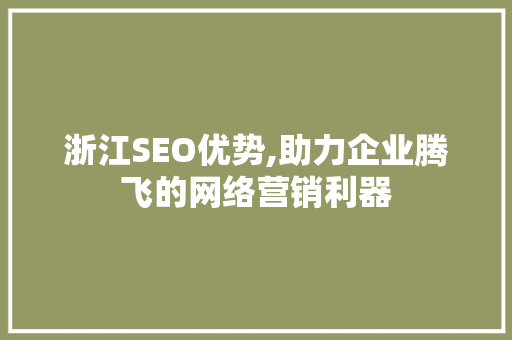 浙江SEO优势,助力企业腾飞的网络营销利器