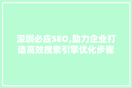 深圳必应SEO,助力企业打造高效搜索引擎优化步骤 AJAX