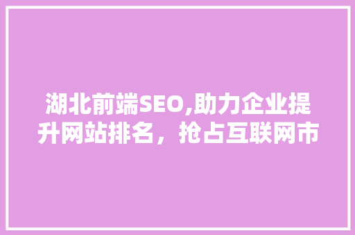 湖北前端SEO,助力企业提升网站排名，抢占互联网市场先机