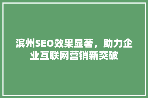 滨州SEO效果显著，助力企业互联网营销新突破