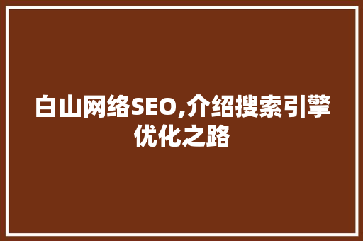 白山网络SEO,介绍搜索引擎优化之路 Java