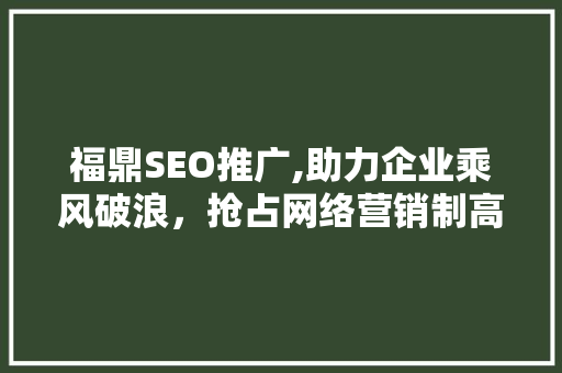 福鼎SEO推广,助力企业乘风破浪，抢占网络营销制高点 NoSQL