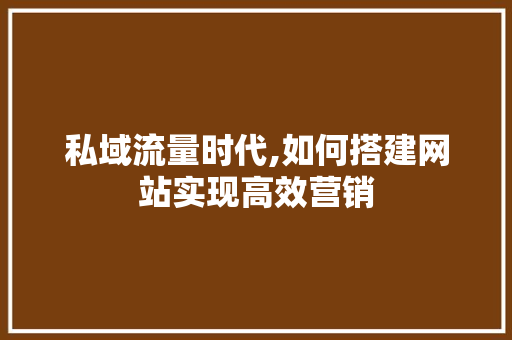 私域流量时代,如何搭建网站实现高效营销 Angular