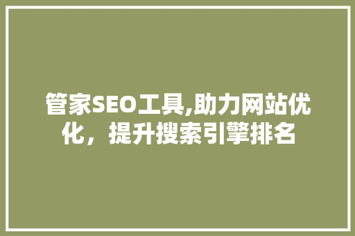 管家SEO工具,助力网站优化，提升搜索引擎排名