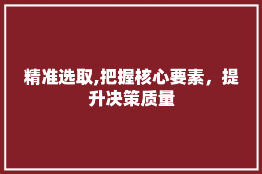 精准选取,把握核心要素，提升决策质量