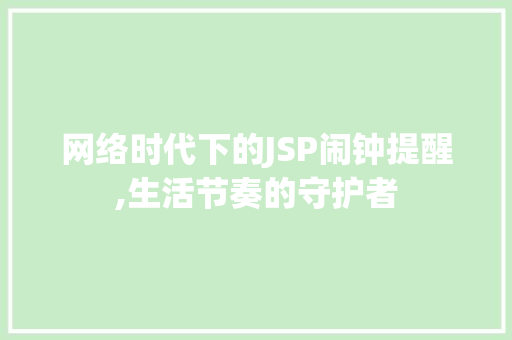 网络时代下的JSP闹钟提醒,生活节奏的守护者