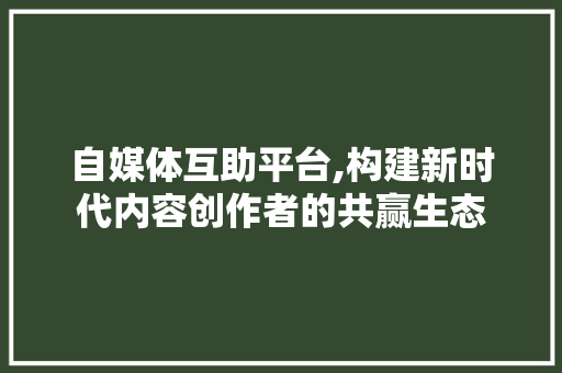 自媒体互助平台,构建新时代内容创作者的共赢生态 RESTful API