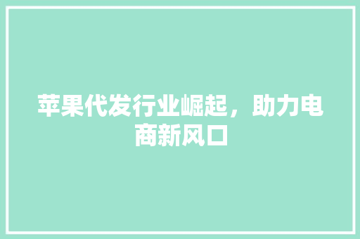 苹果代发行业崛起，助力电商新风口