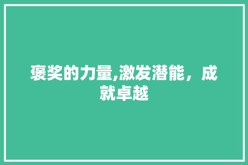 褒奖的力量,激发潜能，成就卓越